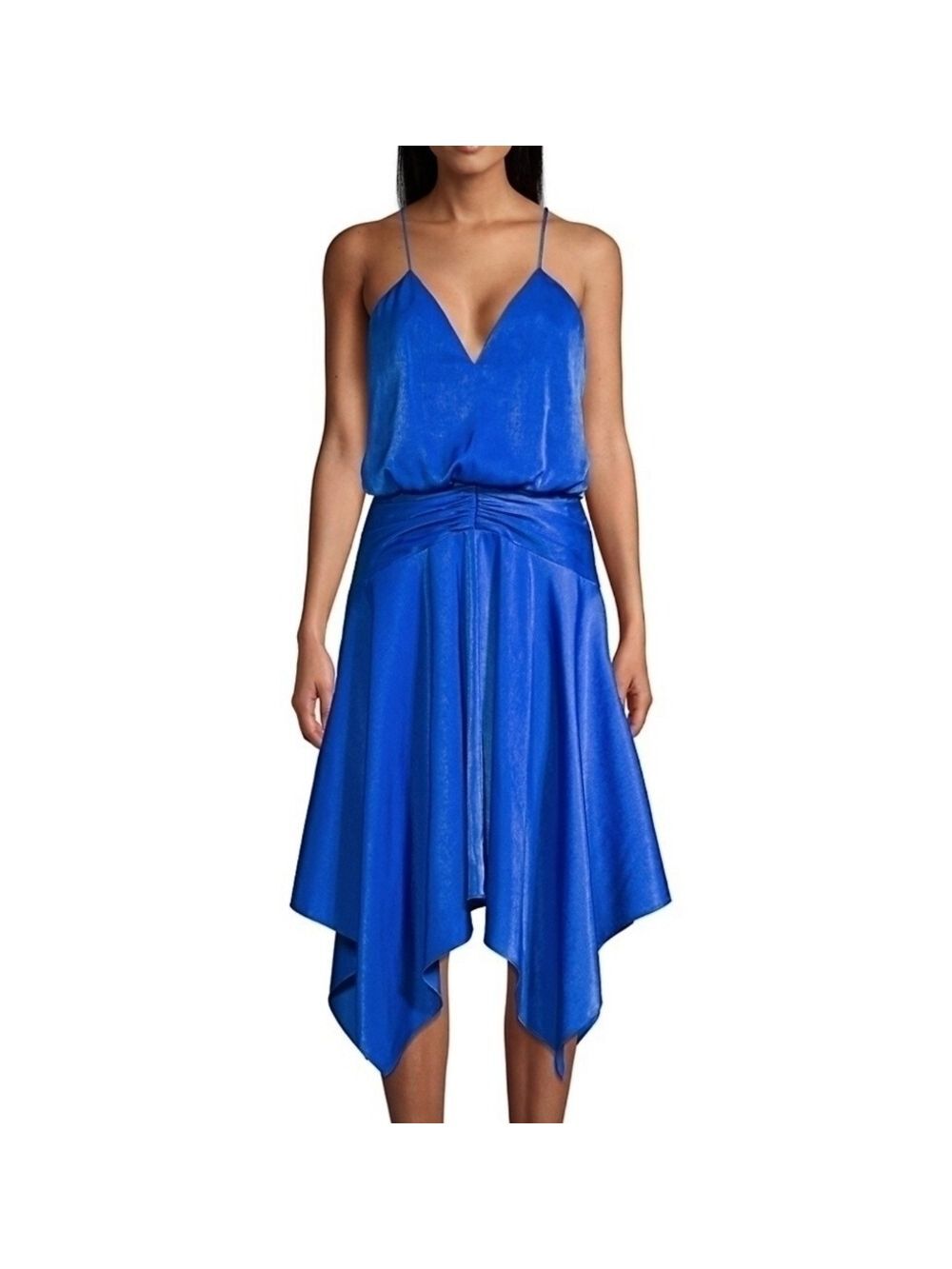 Aidan Mattox Charmeuse Blouson assymetrical handkerchief hem cocktail dress NWT - Picture 3 of 10